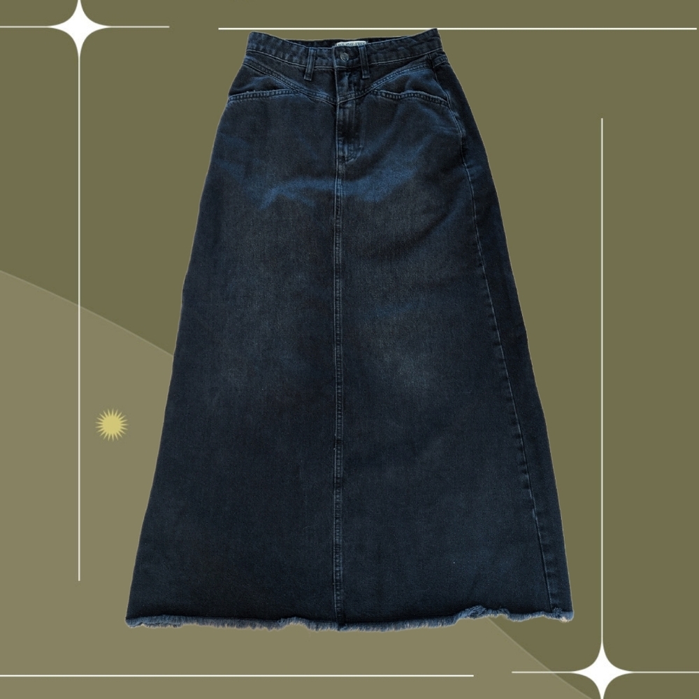 ✨ We The Free Come As You Are Black Maxi Denim Skirt Size 0